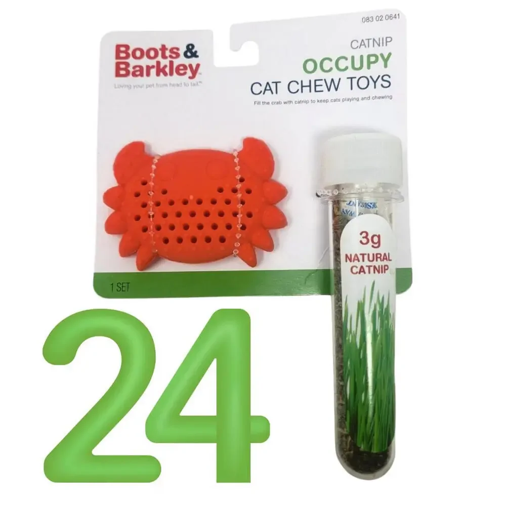 24Pk Wholesale Occupy Cat Chew Crab Toy 3 Grams Of Natural Catnip & Holder
